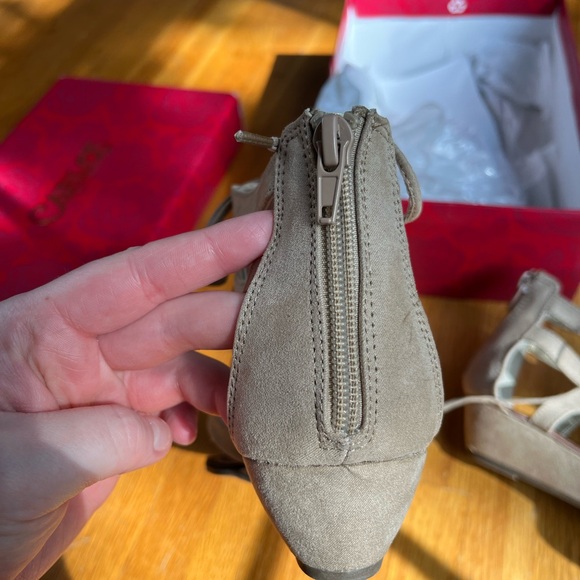 Womens Carlos by Carlos Santana Lacey Lace Up Wedge Sandals - Brulee - Picture 7 of 16